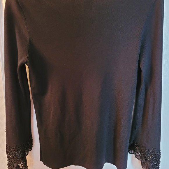 CHAGALL, Black, beaded knit top, size S, - Picture 2 of 2